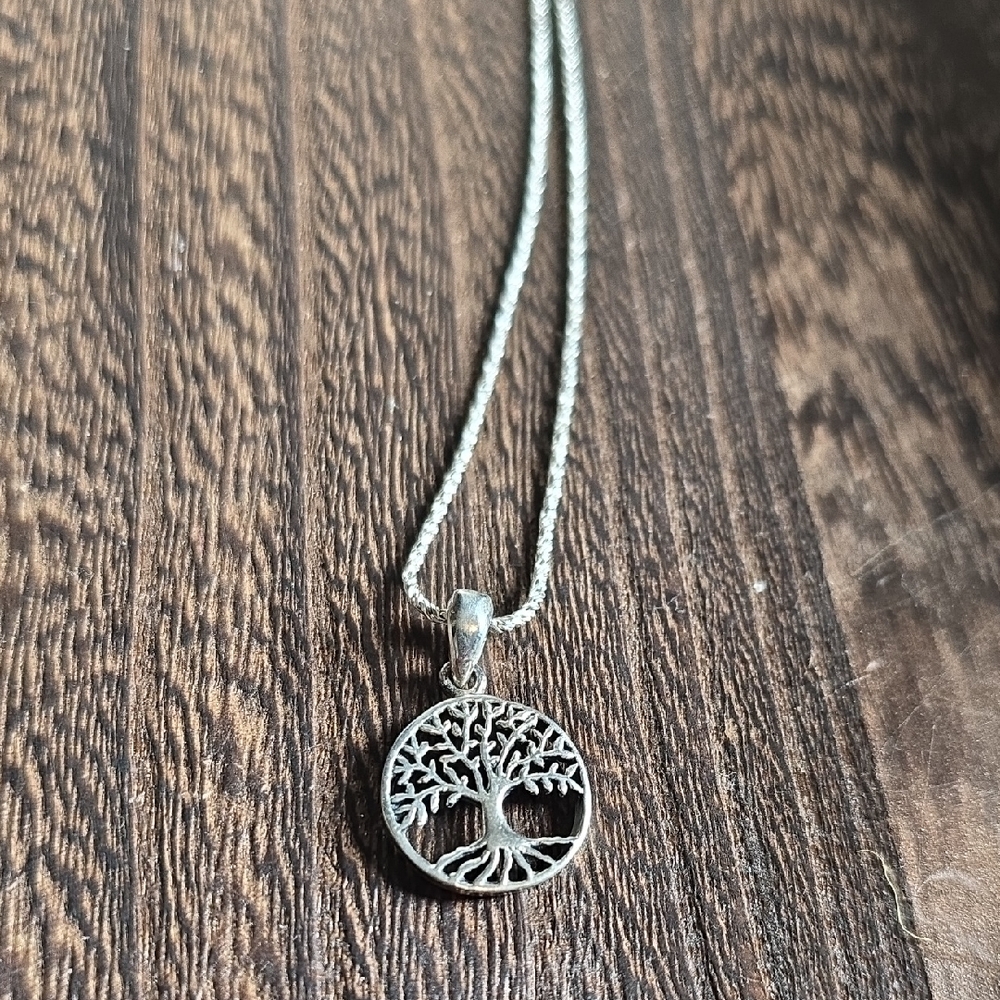 Sterling Silver Tree of Life Pendant Necklace - Silver